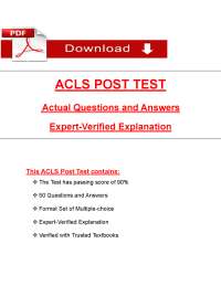ACLS Final Exam (PDF) | (2026) ACLS Exam Questions | Emergency Medicine