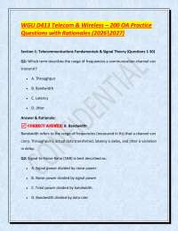 WGU D413 Telecom & Wireless – 200 OA Practice Questions with Rationales (2026\2027)