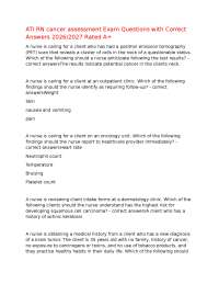 ATI RN cancer assessment Exam Questions with Correct Answers 2026/2027 Rated A+