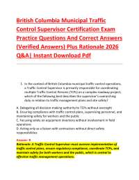 British Columbia Municipal Traffic Control Supervisor Certification Exam Practice Questi