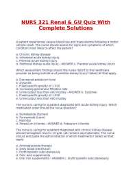 NURS 321 Renal & GU Quiz With Complete Solutions.