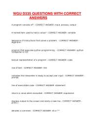 WGU D335 Python Programming Objective Assessment Questions and Answers Study Guide