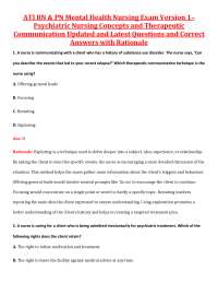 ATI RN & PN Mental Health Nursing Exam Psychiatric Nursing Concepts and Therapeutic