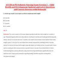 ATI RN & PN Pediatric Nursing Exam Version 2 – Child Health and Development Updated and L