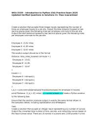 WGU D335 Introduction to Python OA Practice Exam Questions and Answers Study Guide