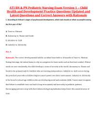 ATI RN & PN Pediatric Nursing Exam Version 1 – Child Health and Development