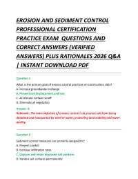 EROSION AND SEDIMENT CONTROL PROFESSIONAL CERTIFICATION PRACTICE EXAM QUESTIONS