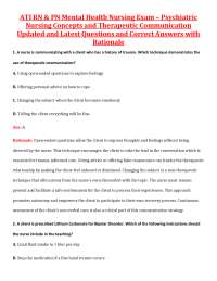 ATI RN & PN Mental Health Nursing Exam Psychiatric Nursing Concepts and Therapeutic Com
