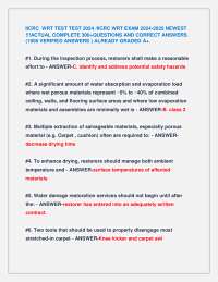 IICRC WRT TEST TEST 2024 /IICRC WRT EXAM 2024-2025 NEWEST !!!ACTUAL COMPLETE 300+QUESTION