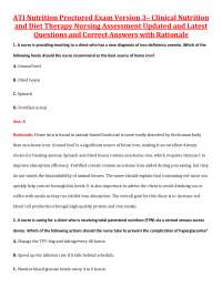 ATI Nutrition Proctored Exam Version 3– Clinical Nutrition and Diet Therapy Nursing Asses