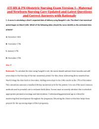 ATI RN & PN Obstetric Nursing Exam Version 1– Maternal and Newborn Nursing Care Updated a