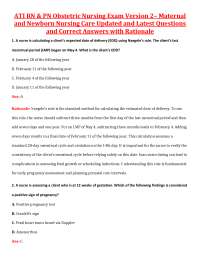 ATI RN & PN Obstetric Nursing Exam Maternal and Newborn Nursing Care Updated and Latest