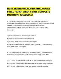 NURS 6630N PSYCHOPHARMACOLOGY FINAL PAPER WEEK 11 2026 COMPLETE SOLUTIONS GRADED A+
