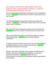 SSA Academy Test Review Latest Edition 2025-2026. Questions with Correct Answers. Graded A