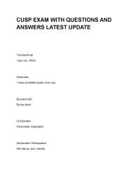 CUSP EXAM WITH QUESTIONS AND ANSWERS LATEST UPDATE