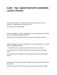 CUSP - T&D QUESTIONS WITH ANSWERS LATEST UPDATE