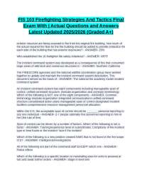 FIS 103 Firefighting Strategies And Tactics Final Exam With | Actual Questions and Answers