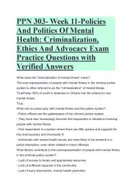 PPN 303- Week 11-Policies And Politics Of Mental Health- Criminalisation, Ethics And Advoc