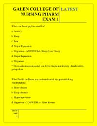 GALEN COLLEGE OF NURSING PHARM EXAM 1 LATEST