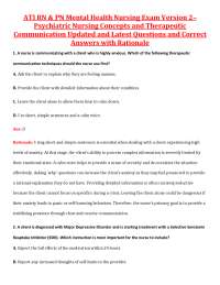 ATI RN & PN Mental Health Nursing Exam Psychiatric Nursing Concepts and Therapeutic Com