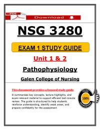 Galen NSG 3280 Exam 1 – Pathophysiology (2026) Actual Q&A PDF