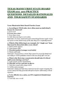 TEXAS MANICURIST STATE BOARD EXAM 202 200 PRACTICE QUESTIONS DETAILED RATIONALES