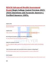 NU650 Advanced Health Assessment Exam| Regis College |Latest Version 2025 2026| Questions