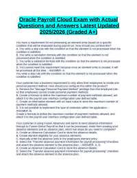 Oracle Payroll Cloud Exam with Actual Questions and Answers Latest Updated 2025/2026 (Grad