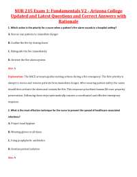 NUR 215 Exam 1: Fundamentals Arizona College Updated and Latest Questions and Correct An