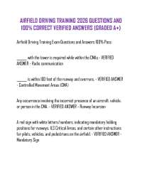 AIRFIELD DRIVING TRAINING 2026 QUESTIONS AND 100% CORRECT VERIFIED ANSWERS (GRADED A+)