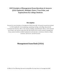 100 Principles of Management Exam Questions & Answers (2026 Updated) | Multiple-Choice, Tr