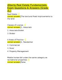 Alberta Real Estate Fundamentals Exam Questions & Answers (Grade A+)
