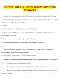 Barber Theory Exam Questions with Answers