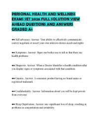 PERSONAL HEALTH AND WELLNESS EXAMS SET 2026 FULL SOLUTION VIEW AHEAD QUESTIONS AND ANSWERS