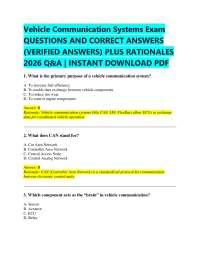 Vehicle Communication Systems Exam QUESTIONS AND CORRECT ANSWERS (VERIFIED ANSWERS) PLUS