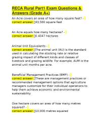 RECA Rural Part1 Exam Questions & Answers (Grade A+)
