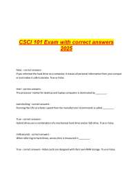CSCI 101 Exam Answer Key 2025 | Computer Literacy