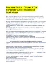 Business Ethics | Chapter 4 The Corporate Culture Impact and Implications