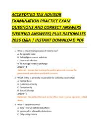 ACCREDITED TAX ADVISOR EXAMINATION PRACTICE EXAM QUESTIONS AND CORRECT ANSWERS