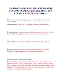 CALIFORNIA BRANCH 3 STRUCTURAL PEST CONTROL EXAM 2026-2027 QUESTIONS AND CORRECT ANSWERS G