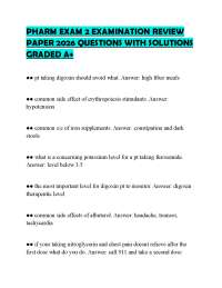 PHARM EXAM 2 EXAMINATION REVIEW PAPER 2026 QUESTIONS WITH SOLUTIONS GRADED A+