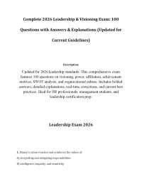 Complete 2026 Leadership & Visioning Exam: 100 Questions with Answers & Explanations (Upda