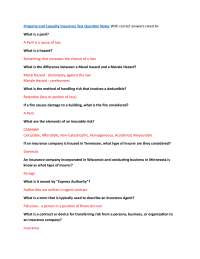 Property and Casualty Insurance Test Question Notes with Correct Answers (Rated A+)
