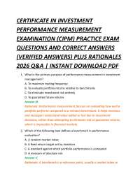 CERTIFICATE IN INVESTMENT PERFORMANCE MEASUREMENT EXAMINATION (CIPM) PRACTICE EXAM