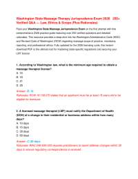 Washington State Massage Therapy Jurisprudence Exam 2026: 350+ Verified Q&A — Law, Ethics