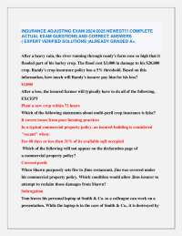 INSURANCE ADJUSTING EXAM 2024/2025 NEWEST!!! COMPLETE ACTUAL EXAM QUESTIONS AND CORRECT A