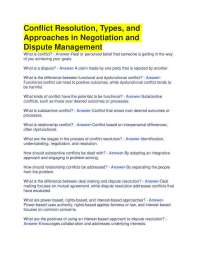 Conflict Resolution, Types, and Approaches in Negotiation and Dispute Management