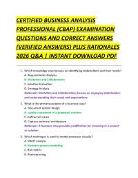CERTIFIED BUSINESS ANALYSIS PROFESSIONAL (CBAP) EXAMINATION QUESTIONS AND CORRECT ANSWER