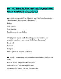 PATHO 370 EXAM SCRIPT 2026 QUESTIONS WITH ANSWERS GRADED A+