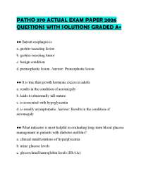 PATHO 370 ACTUAL EXAM PAPER 2026 QUESTIONS WITH SOLUTIONS GRADED A+